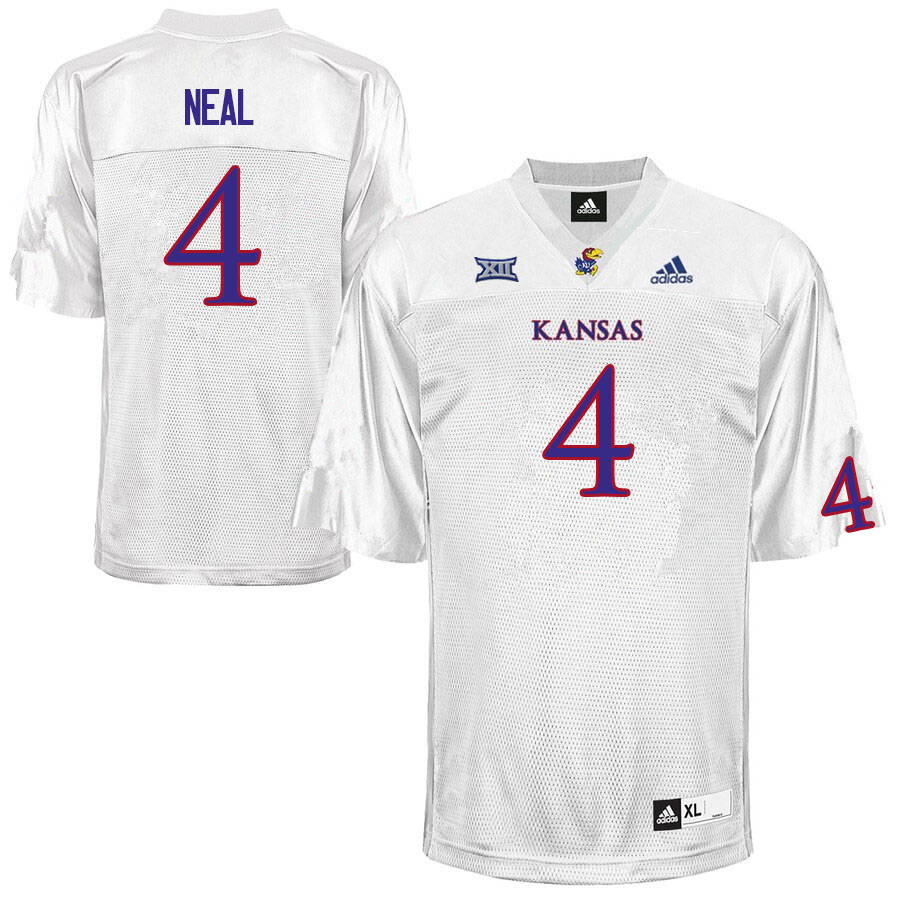 Men #4 Devin Neal Kansas Jayhawks College Football Jerseys Sale-White - Click Image to Close